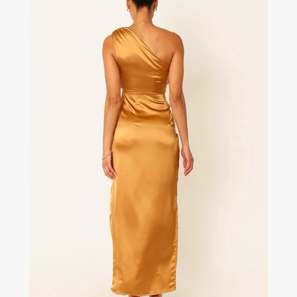Women’s Gold One Shoulder Maxi Dress, Size Small, EUC - Picture 3 of 11